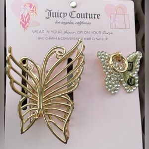 Juicy couture Hair clip,Juicy Couture Gold Butterfly Hair Clip Set and Keychain.